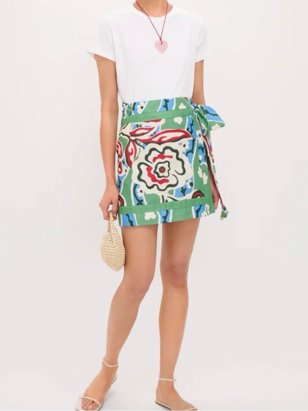 Flauvist Tuckernuck Payton green Floral Wrap Mini Skirt- size medium